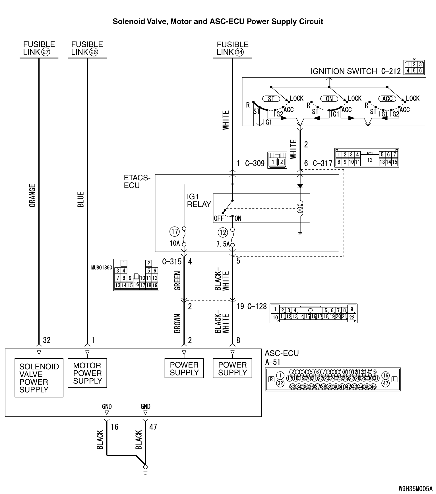 35C-TCL/ASC-ECU POWER SUPPLY CIRCUIT SYSTEM