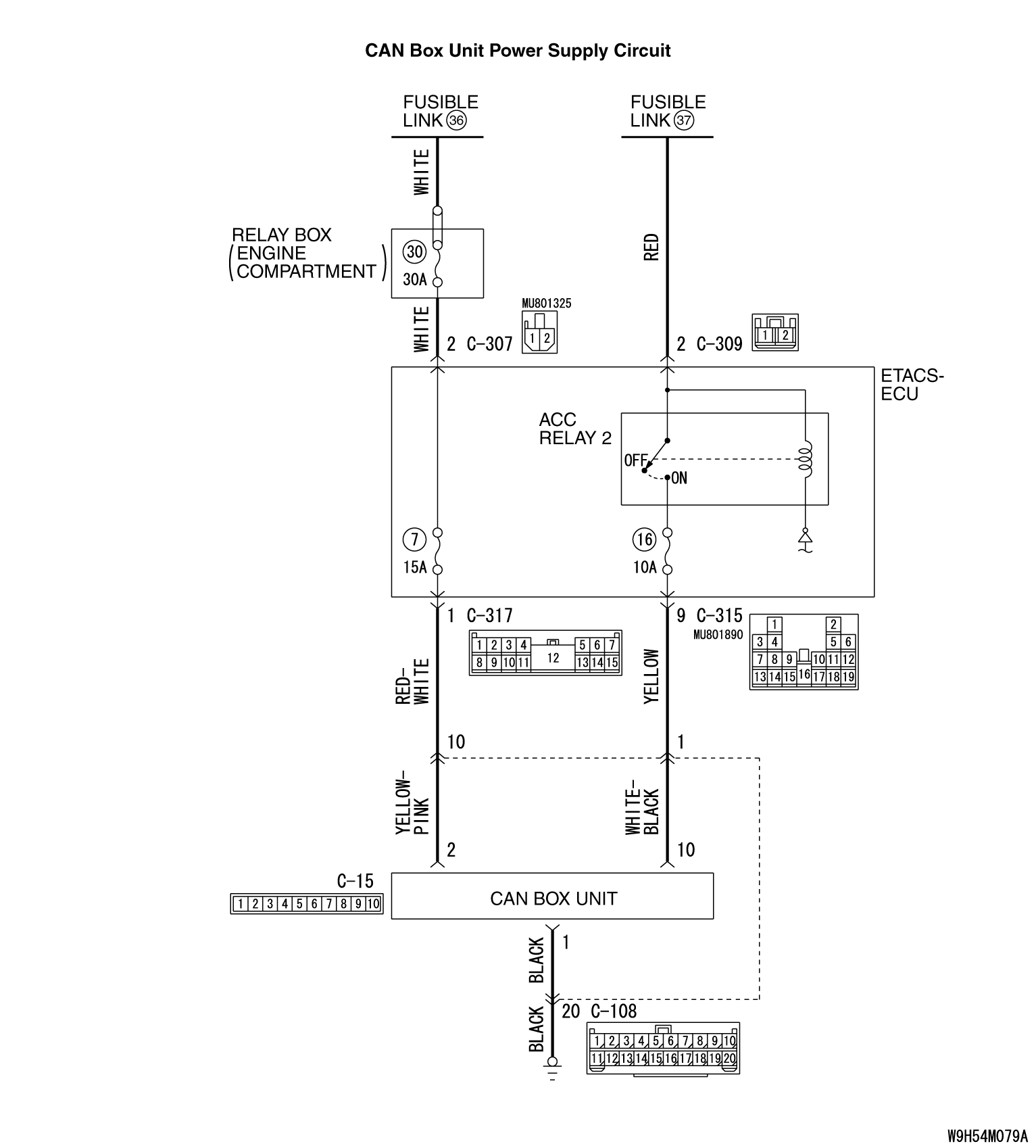 54A-CHECK THE CAN BOX UNIT POWER SUPPLY CIRCUIT.