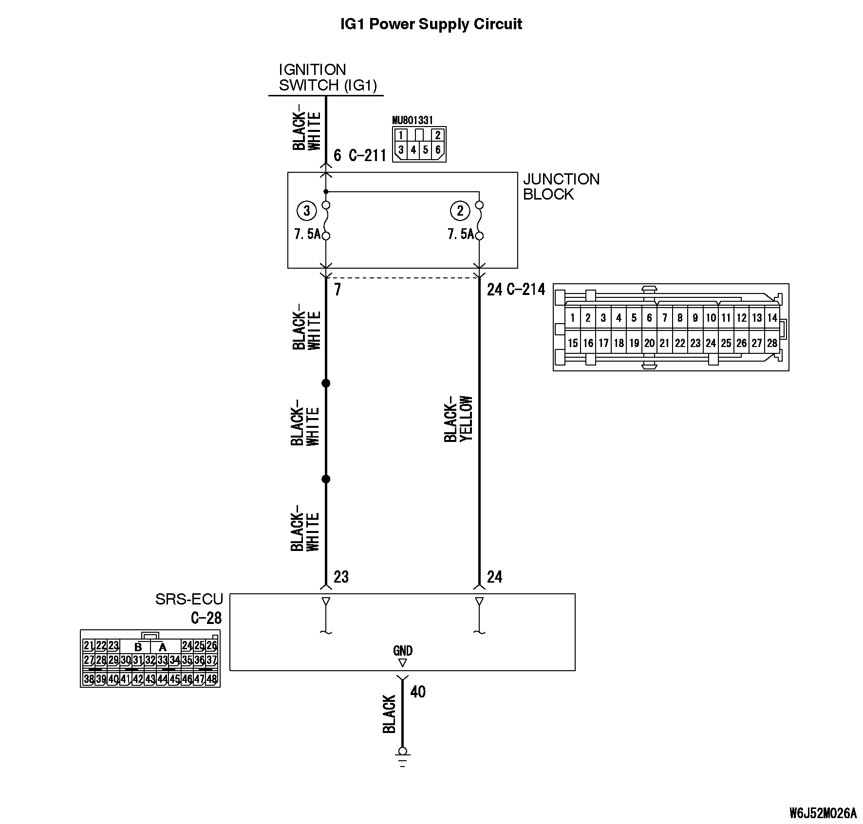 52-DTC B1476 POWER SUPPLY VOLTAGE [IG1 (A) VOLTAGE] DROPS ABNORMALLY