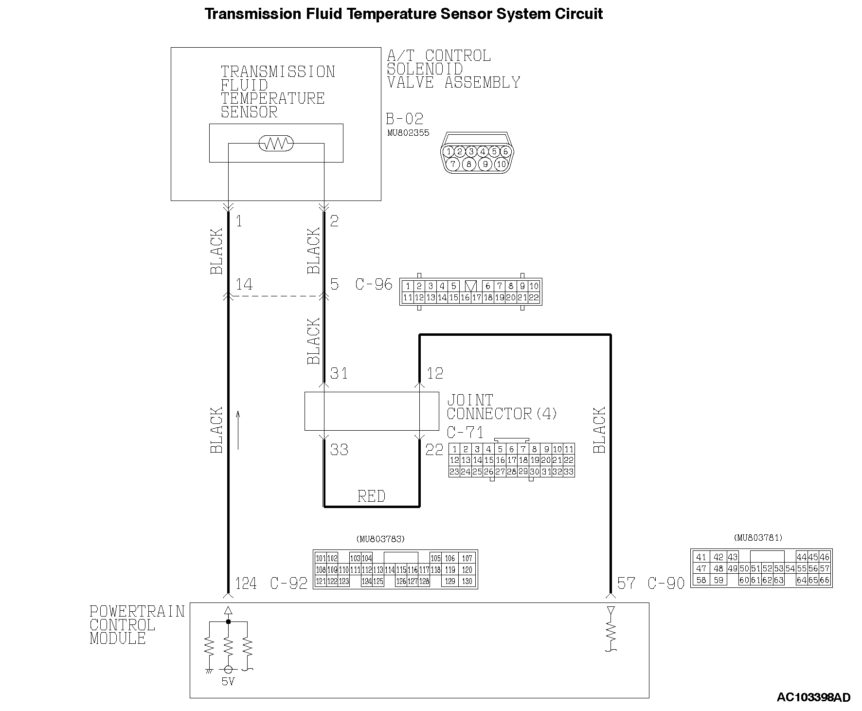 23-DTC 15 TRANSMISSION FLUID TEMPERATURE SENSOR SYSTEM (OPEN CIRCUIT)