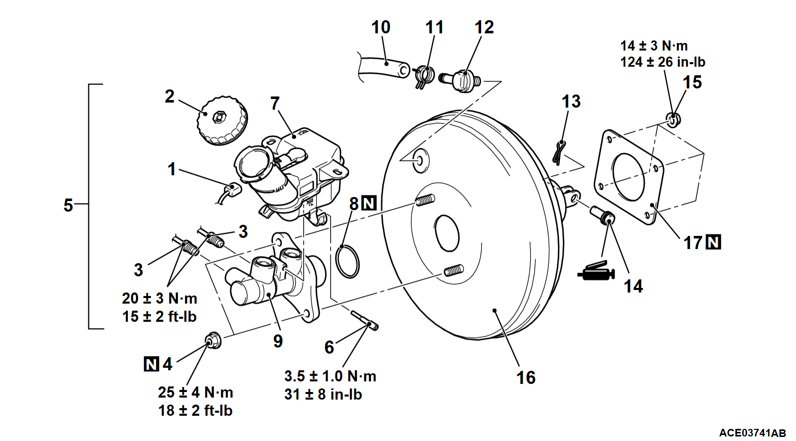 35AMASTER CYLINDER ASSEMBLY AND BRAKE BOOSTER ASSEMBLY REMOVAL AND