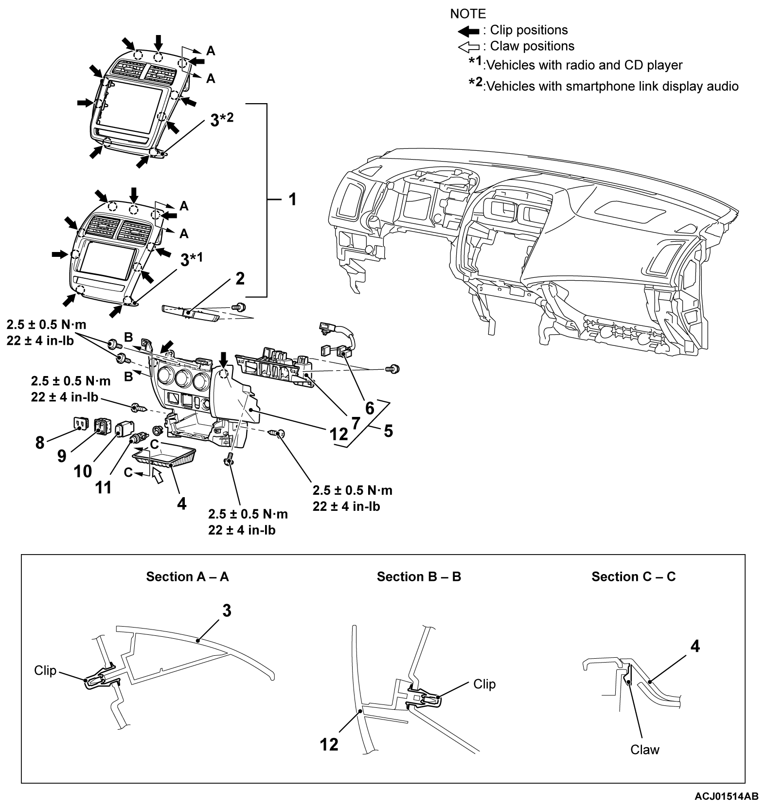 52AINSTRUMENT CENTER PANEL REMOVAL AND INSTALLATION